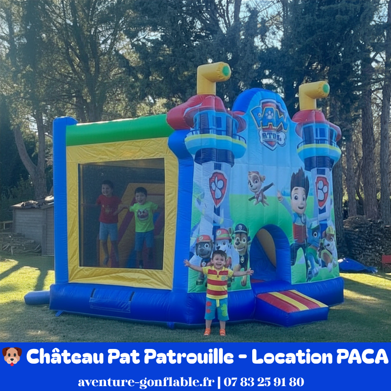 Chateau gonflable Pat Patrouille toboggan PACA – Aventure Gonflable